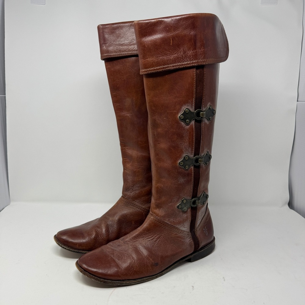 Frye Womens Shirley Over The Knee Riding Boots Size 9 Brown Leather Preowned